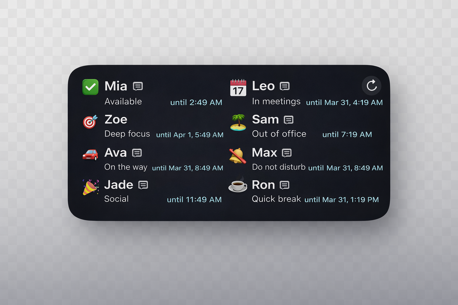 Instant Status home screen widget